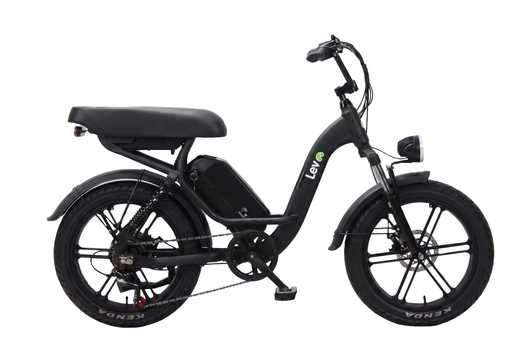 Bicicleta elétrica Lev Cruiser Model C preta, vista lateral